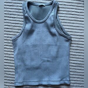 Striped Blue Ribbed Tank Top